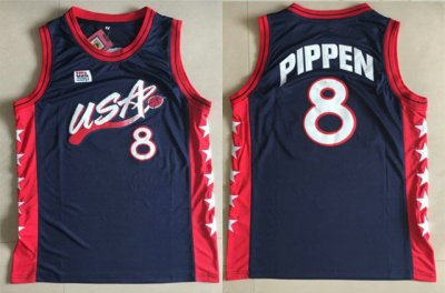 Maillot 1996 Pippen 8 Atlanta Olympic Bleu Homme