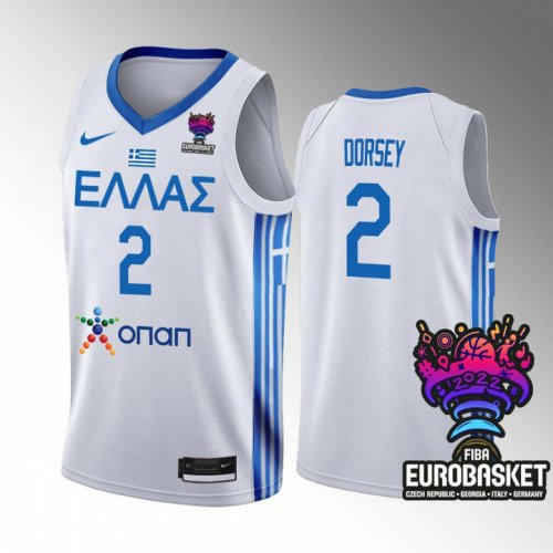 Greece Tyler Dorsey Blanc 2022 Fiba Eurobasket Maillot