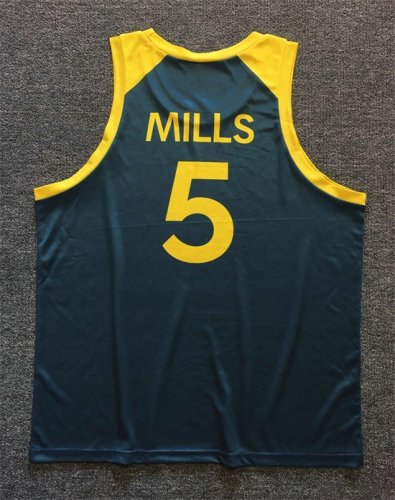 Patty Mills 5 Team 2022 Australia Basketball Maillot Marine