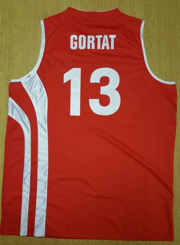 13 Marcin Gortat Poland Basketball Maillot Rouge