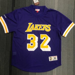 Maillot Mitchell Ness Magic Johnson 32 Los Angeles Lakers Hardwood Classics T-Shirt Homme