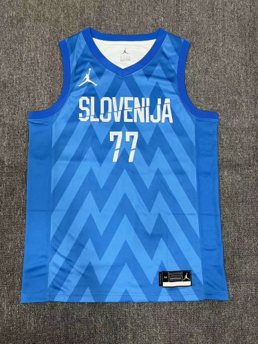 Maillot 77 Doncic slovenija 2023-24 Bleu Imprimé