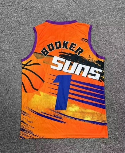 Maillot 1 Booker Suns Hip hop basketball orange Homme