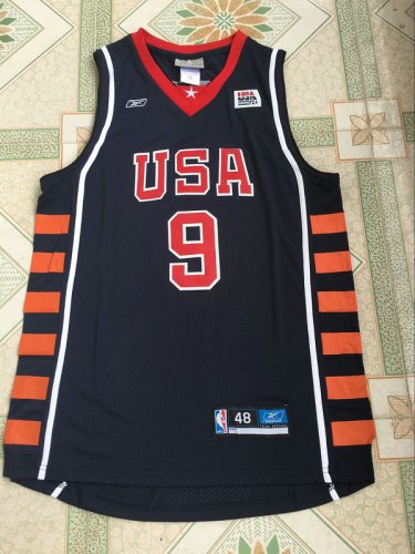 Maillot 2004 Lebron James 9 Athens Olympic Bleu Homme