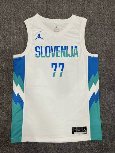 Maillot 77 Doncic slovenija 2023-24 Blanc Imprimé