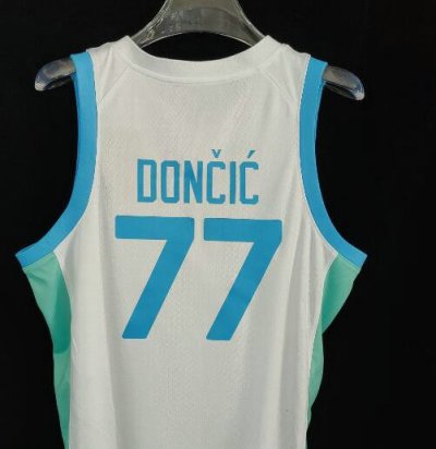 77 Doncic Slovenia Limited Home Maillot Blanc