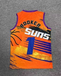 Maillot 1 Booker Suns Hip hop basketball orange Homme