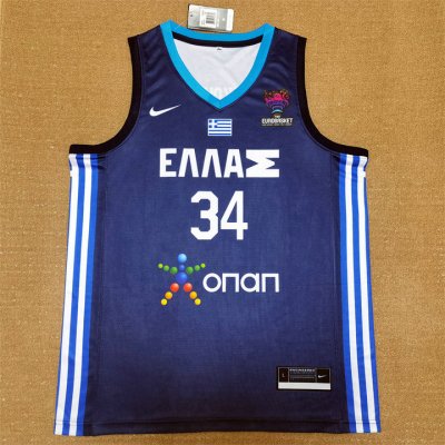 2022 Antetokounmpo G. 34 Team Greece Basketball Maillot Bleu