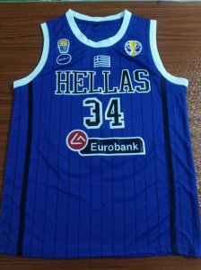 Maillot 34 Antetokounmpog 2019 Greece Fiba Bleu Homme