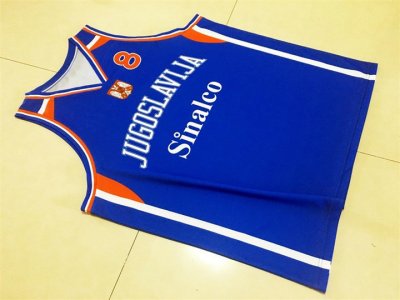 Peja Stojakovic 8 Team Jugoslavija Retro Basketball Maillot Bleu