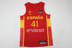 Juancho Hernangomez 41 Spain 2022 FIBA EuroBasket Final Away Rouge Maillot