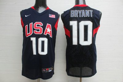 Maillot Nike Team USA 2008 Olympics Kobe Bryant 10 Basketball Bleu Homme