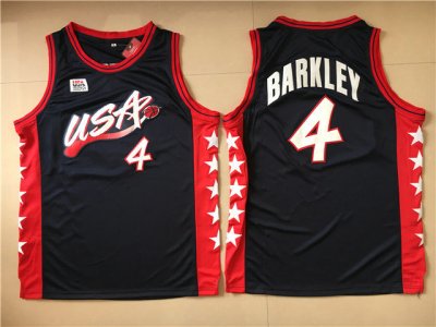 Maillot 1996 Barkley 4 Atlanta Olympic Bleu Homme