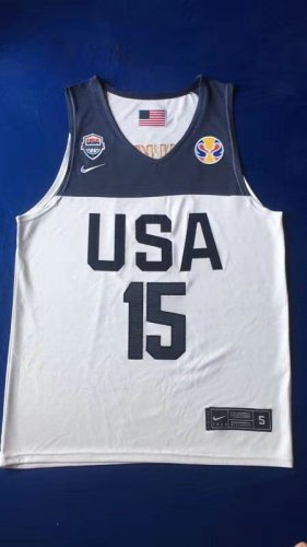 Maillot 15 Walker 2019 fiba Blanc Homme