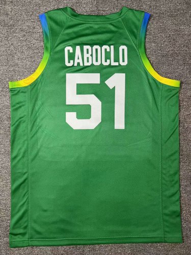 51 Caboclo 2024 Olympics Brazil Team Basketball Maillot Vert