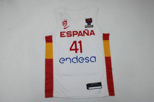 Juancho Hernangomez 41 Spain 2022 FIBA EuroBasket Final Home Blanc Maillot