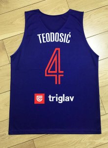 Milos Teodosic 4 Serbia Srbija National Basketball Maillot Bleu