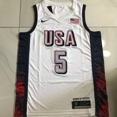 5 Edwards USA 2024 Olympics Embroidery Maillot Blanc