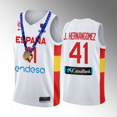 Juancho Hernangomez 41 Spain Champs FIBA EuroBasket 2022 Blanc Maillot Gold Medal