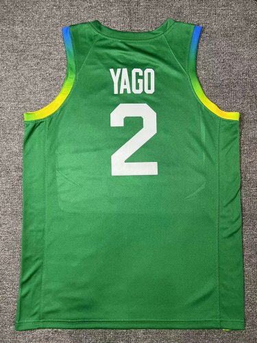 2 Yago 2024 Olympics Brazil Team Basketball Maillot Vert