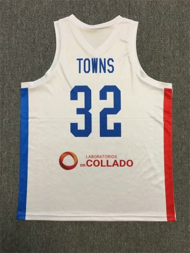 Anthony Towns 32 Dominicana 2023 World Cup Basketball Maillot Blanc