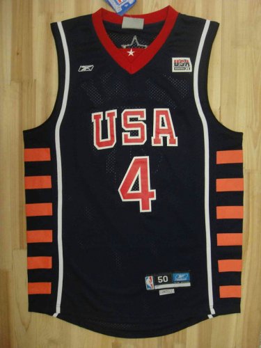 Maillot Iverson 4 USA Dream Basketball Team 2004 Bleu Homme