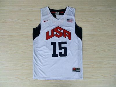 Maillot Nike Team USA Basketball 2012 London Olympics Carmelo Anthony 15 Blanc Homme