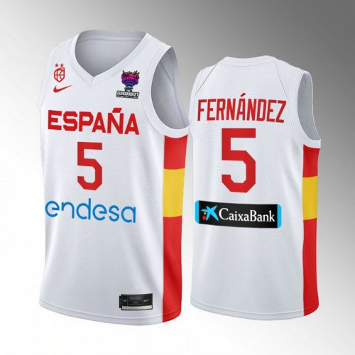 Rudy Fernandez 5 Spain 2022 FIBA EuroBasket Final Home Blanc Maillot