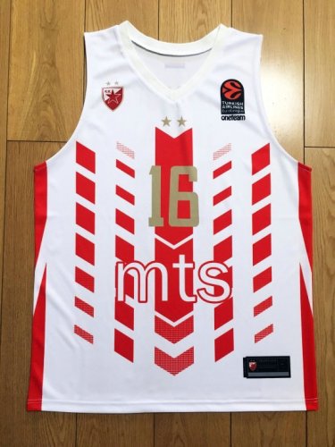 16 Stojakovic Rouge Star Belgrade Basketball Maillot Rouge et Blanc stripes