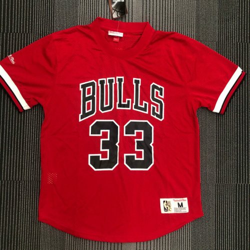 Maillot Mitchell Ness Scottie Pippen 33 Chicago Bulls HWC Mesh T-Shirt Rouge Homme