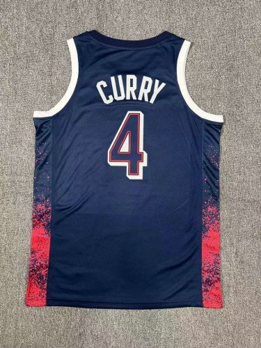 Nike Stephen Curry 4 Marine Homme USA Basketball 2024 Swingman Player Maillot