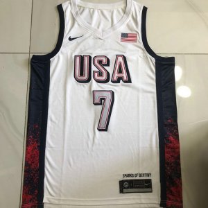 7 Durant USA 2024 Olympics Embroidery Maillot Blanc