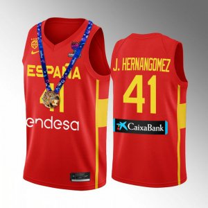 Juancho Hernangomez 41 Spain Champs FIBA EuroBasket 2022 Rouge Maillot Gold Medal