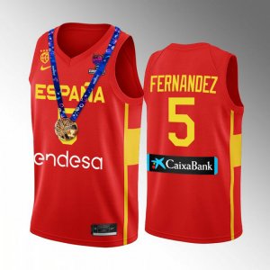 Rudy Fernandez 5 Spain Champs FIBA EuroBasket 2022 Rouge Maillot Gold Medal