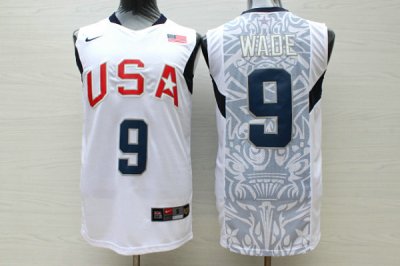 Maillot Nike Dwyane Wade 9 Team USA Basketball 2008 Olympics Blanc Homme