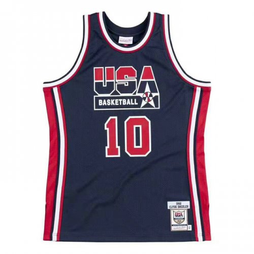 Maillot 10 Drexler 1992 USA Marine Imprimé