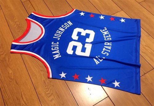 Magic Johnson 32 All Star Game Bleu Basketball Maillot 1986 Midsummer Night's Magic Charity Event