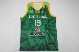 Maillot Men Lithuania FIBA Eurobasket 2022 Mindaugas Kuzminskas Vert Homme