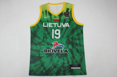 Maillot Men Lithuania FIBA Eurobasket 2022 Mindaugas Kuzminskas Vert Homme