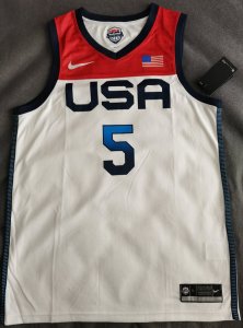 Maillot 5 Lavine 2020 Olympic USA Team Blanc Homme