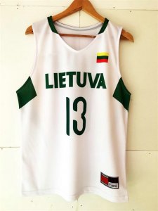 13 Sarunas Jasikevicius 2008 Olympics Lietuva Basketball Maillot Blanc