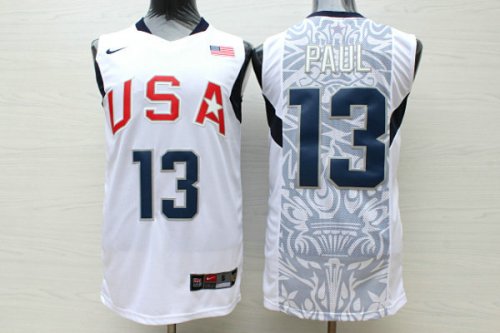 Maillot Nike USA Olympic Basketball Team Chris Paul 13 Blanc Homme