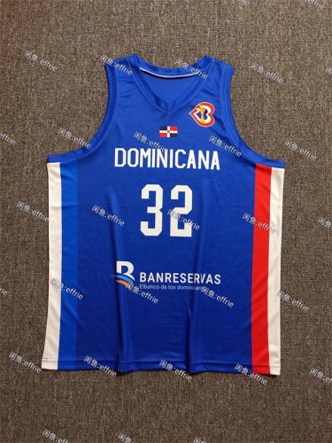 Anthony Towns 32 Dominicana 2023 World Cup Bleu Basketball Maillot