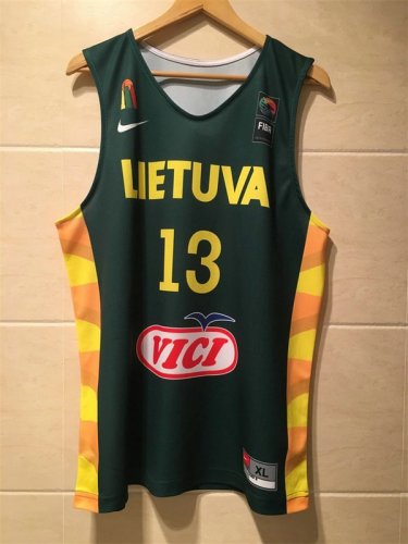 Throwback Sarunas Jasikevicius 13 Team Lietuva Basketball Maillot