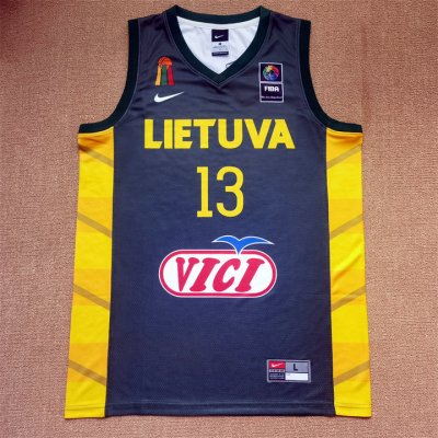 Maillot Jasikevicius 13 Team Lietuva 2024 Basketball Bleu Homme