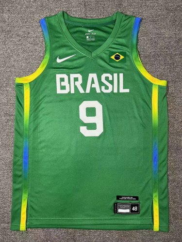 9 Huertas 2024 Olympics Brazil Team Basketball Maillot Vert