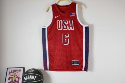 Maillot 6 James 2024 USA Team Rouge Homme