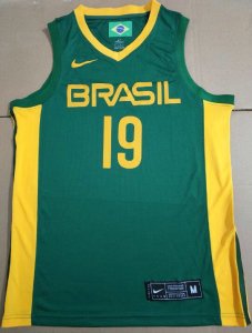 Maillot 19 Barbosa 2019 brazil fiba Vert Homme