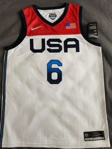 Maillot 6 Lillard 2020 Olympic USA Team Blanc Homme