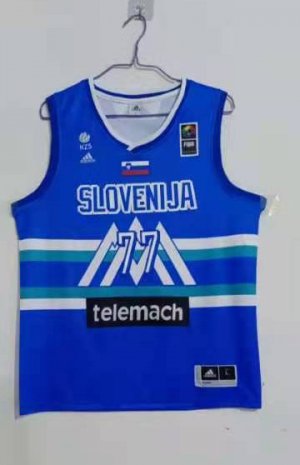 Luka Doncic 77 Slovenia 2019 FIBA Basketball World Cup Maillot Bleu